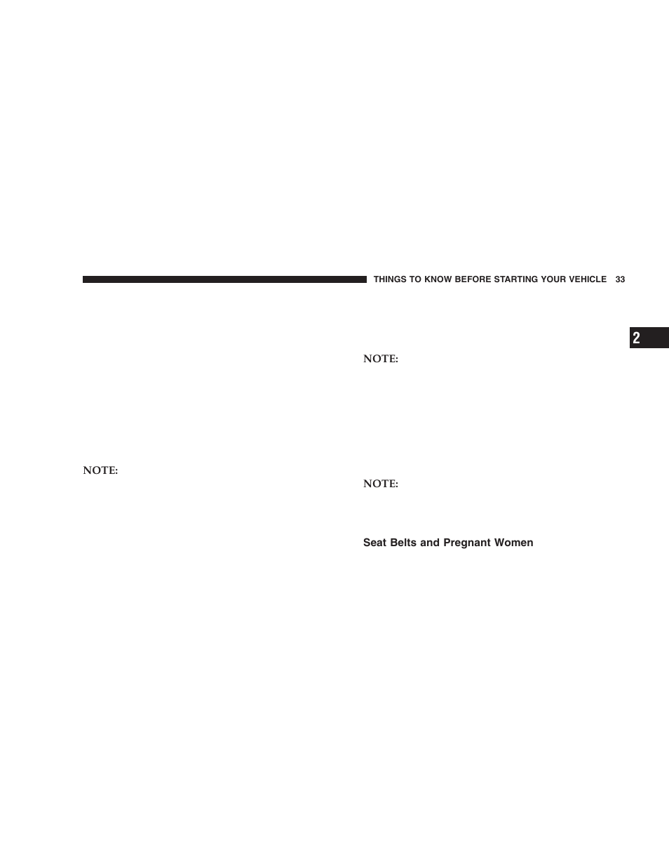 Seat belts and pregnant women | Chrysler 2006 300 SRT User Manual | Page 33 / 320