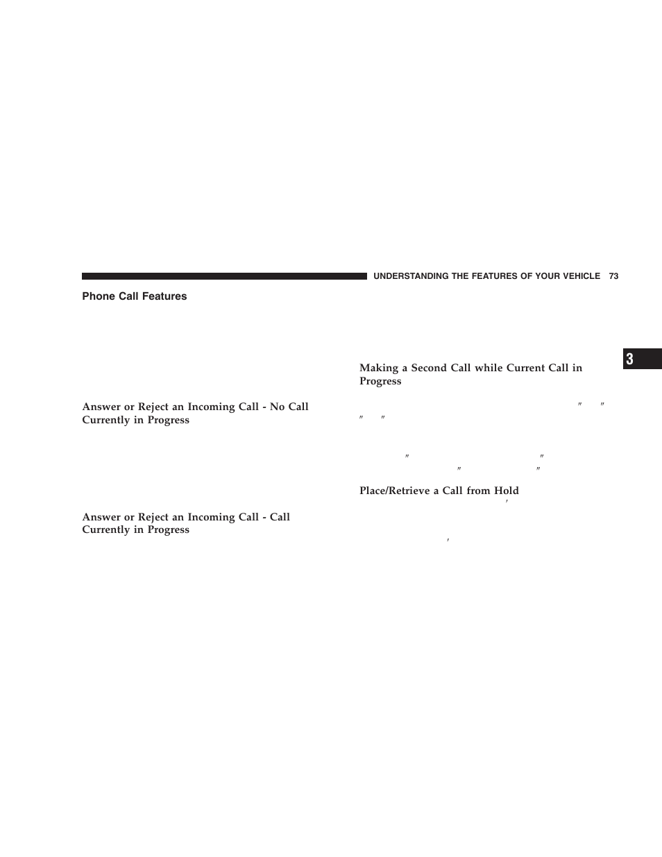 Phone call features | Chrysler 2006 300 SRT User Manual | Page 73 / 320