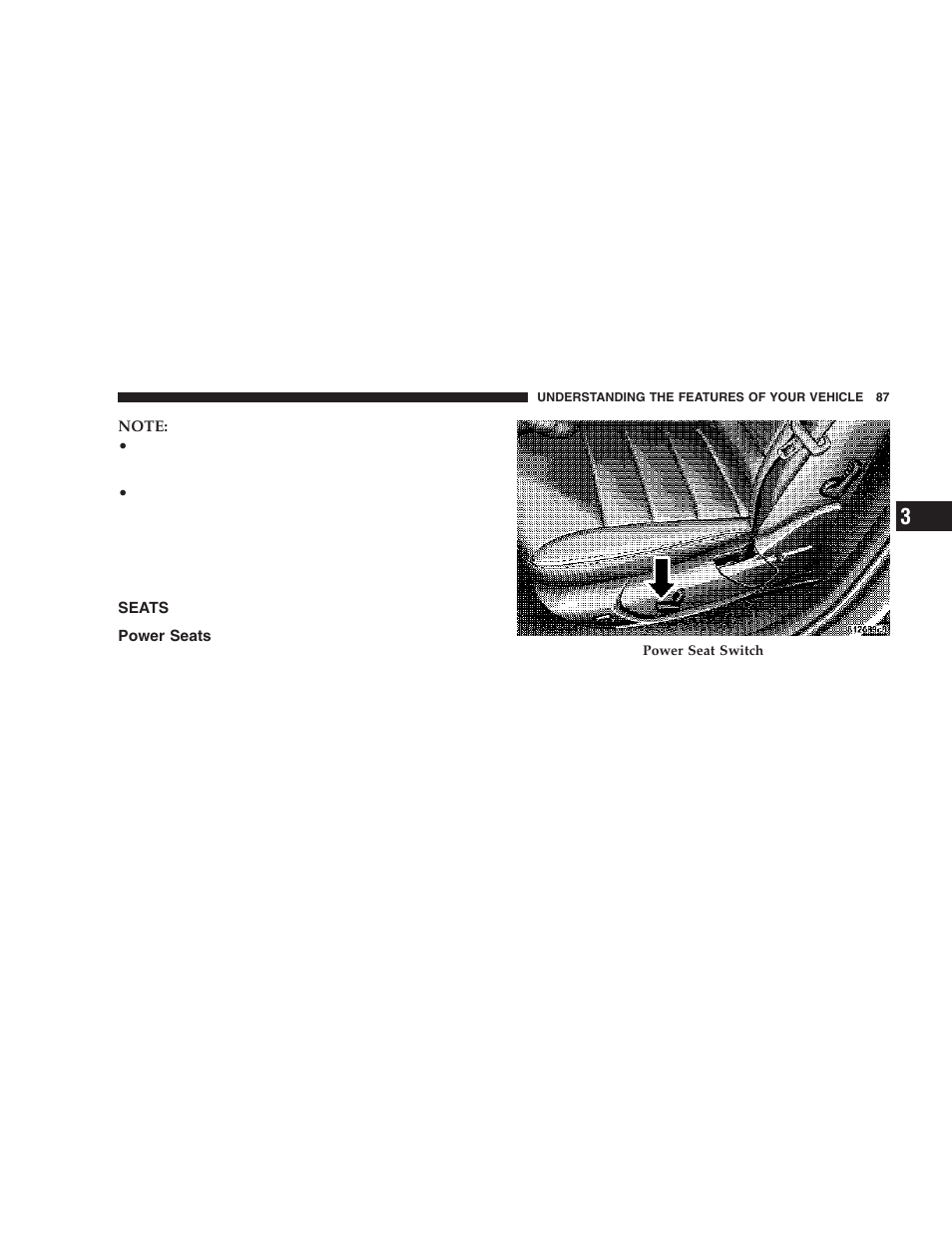 Seats, Power seats | Chrysler 2006 300 SRT User Manual | Page 87 / 320