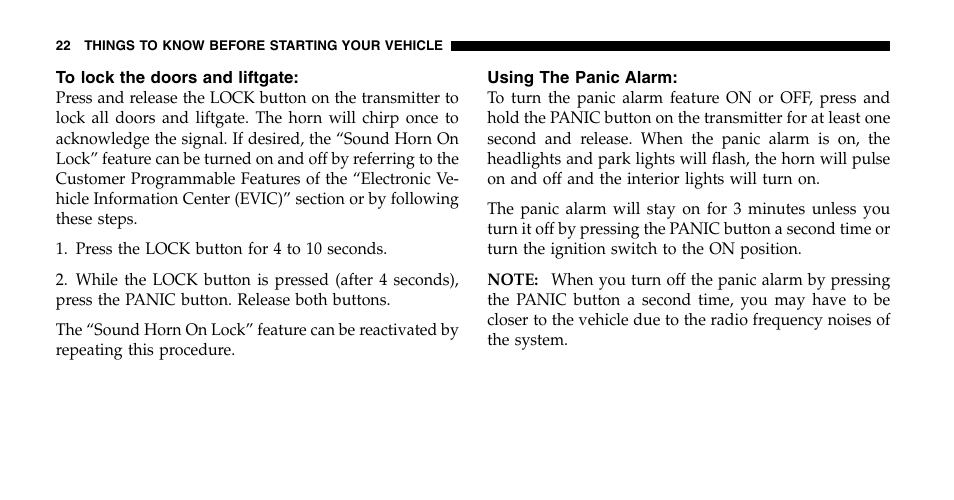 Chrysler 2006 Pacifica User Manual | Page 22 / 440
