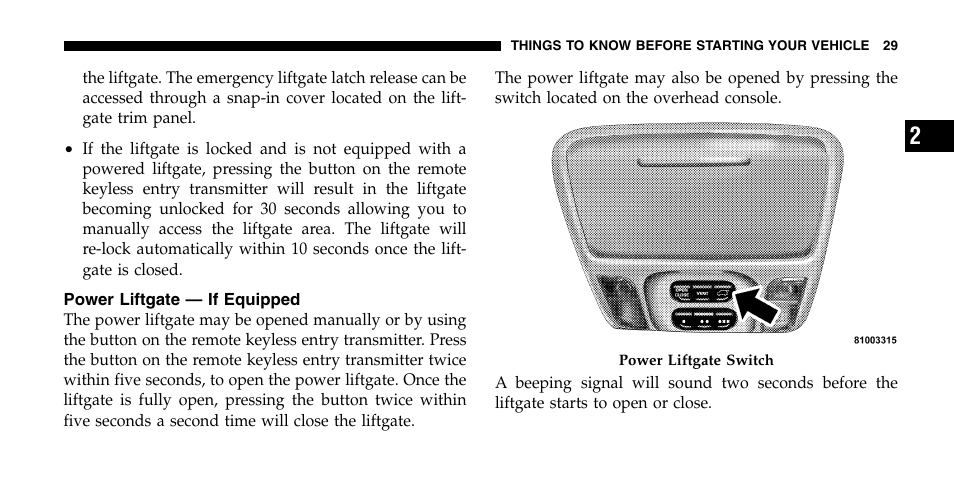 Chrysler 2006 Pacifica User Manual | Page 29 / 440