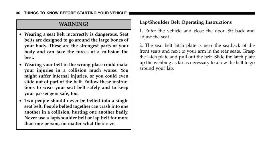 Chrysler 2006 Pacifica User Manual | Page 36 / 440