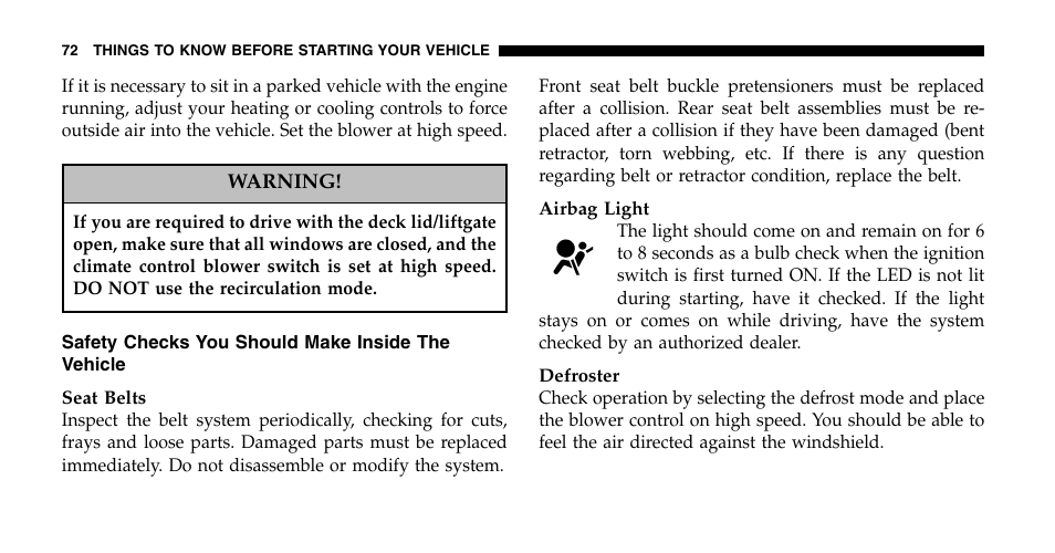 Chrysler 2006 Pacifica User Manual | Page 72 / 440