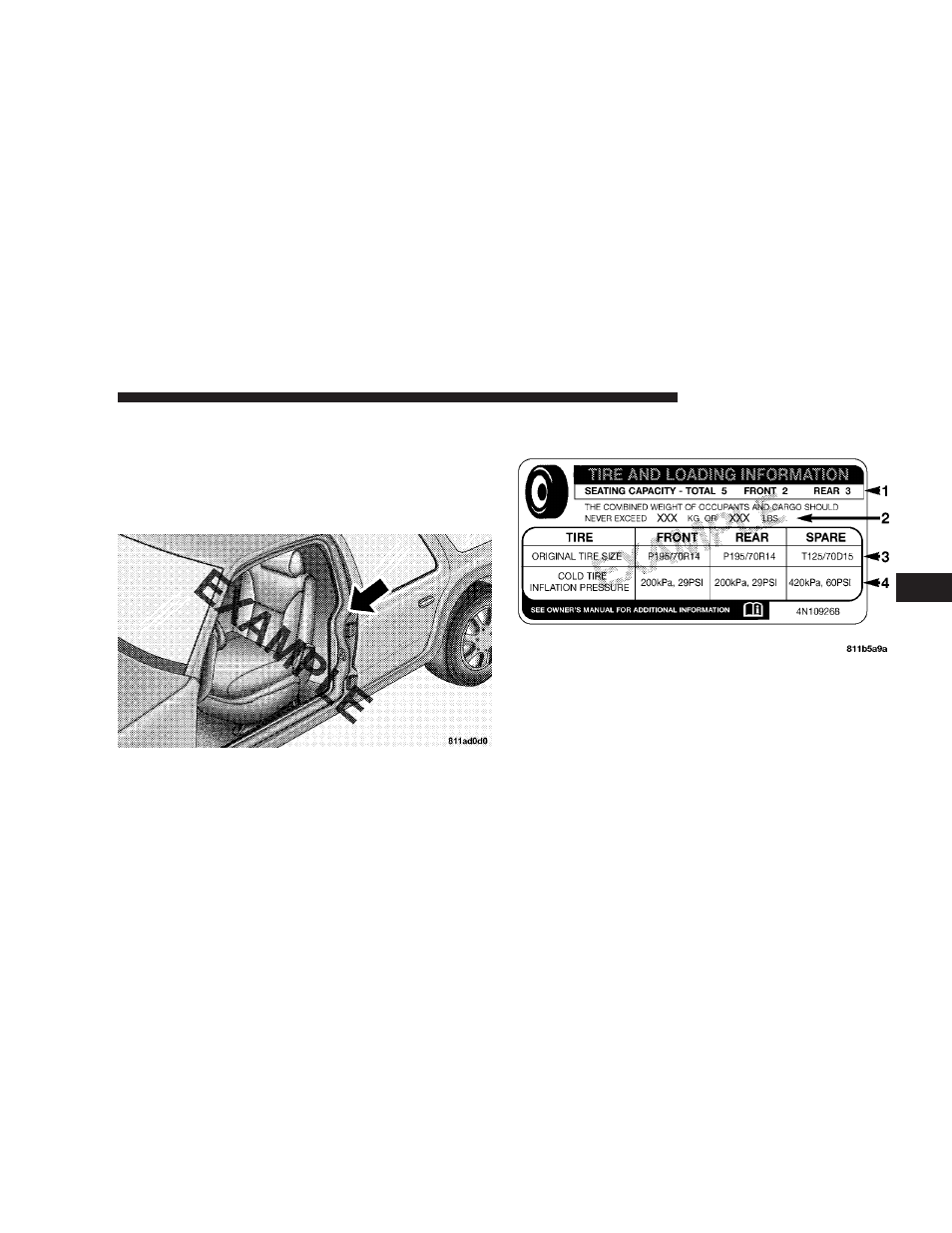 Tire loading and tire pressure | Chrysler 2007 300 User Manual | Page 267 / 432