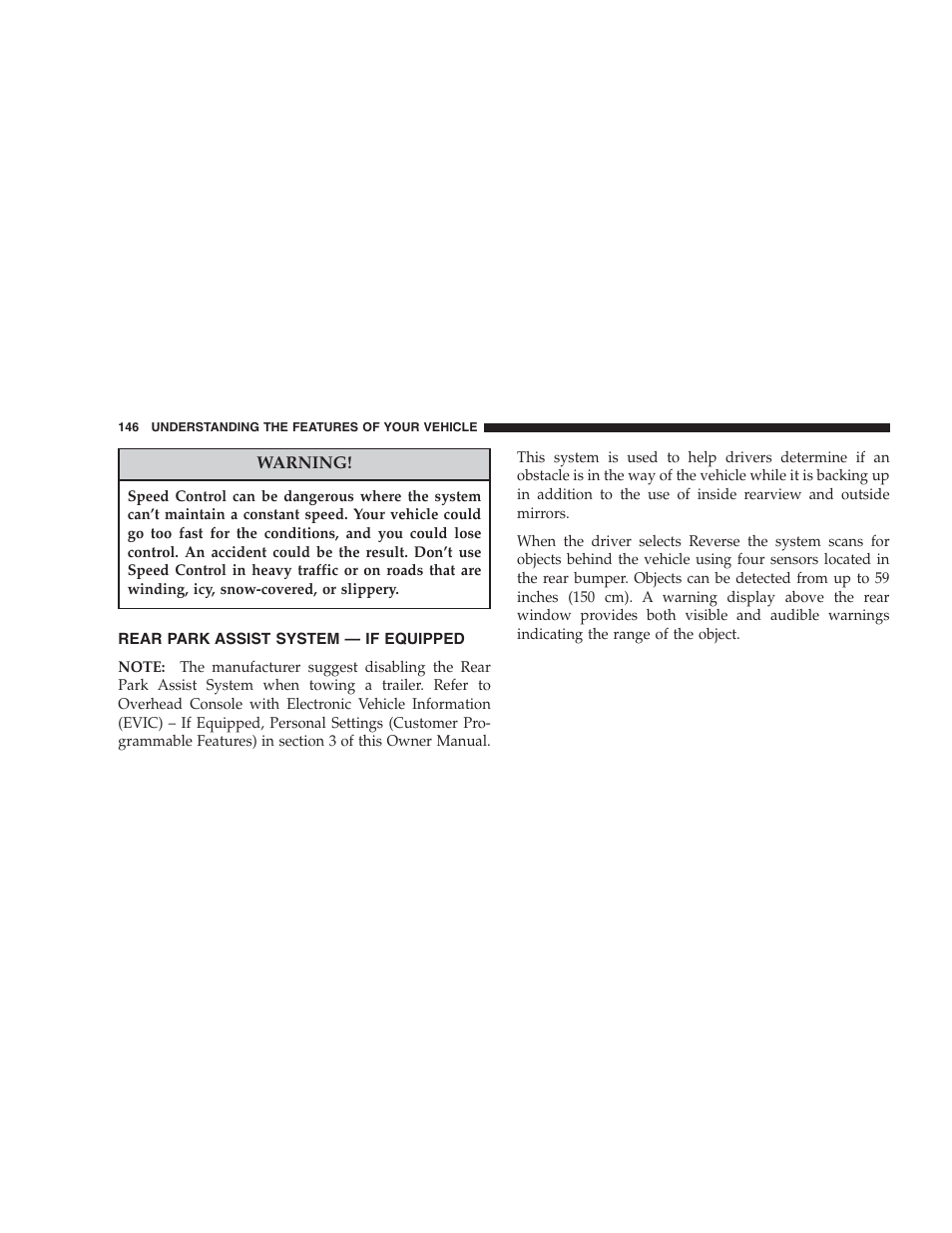 Rear park assist system — if equipped | Chrysler 2007 Aspen User Manual | Page 146 / 472