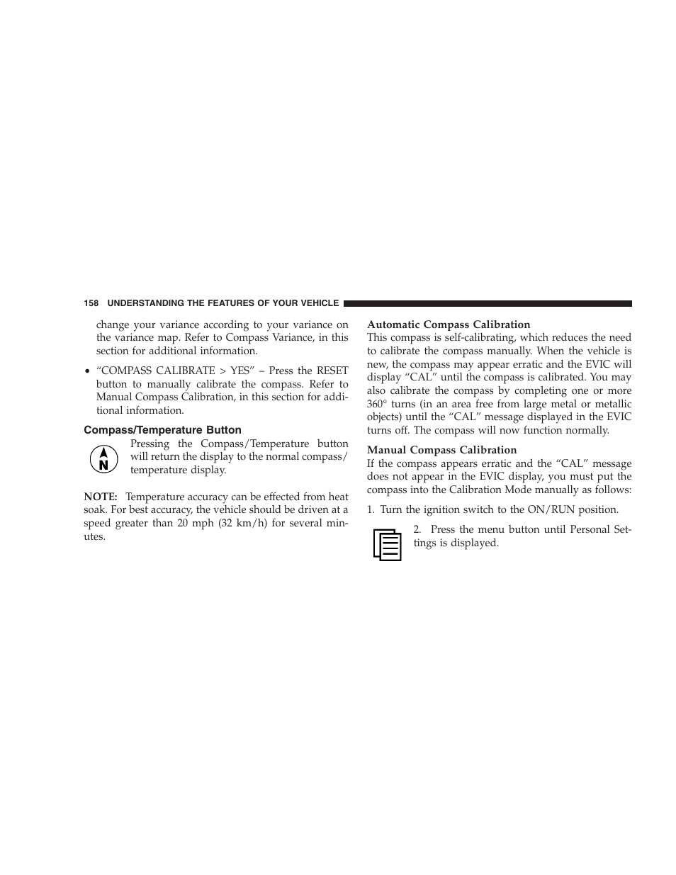 Compass/temperature button | Chrysler 2007 Aspen User Manual | Page 158 / 472