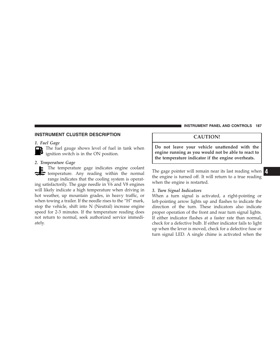 Instrument cluster description | Chrysler 2007 Aspen User Manual | Page 187 / 472