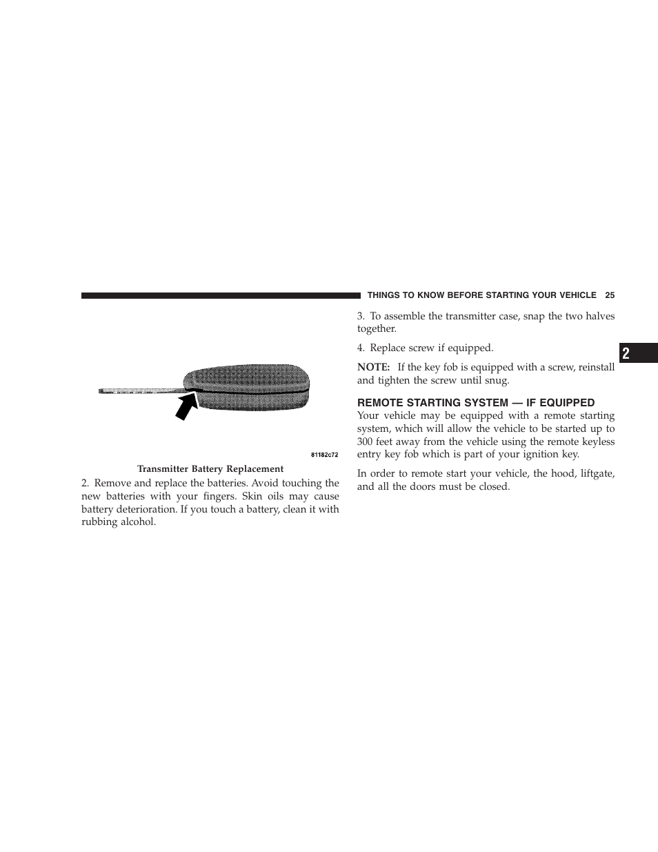 Remote starting system — if equipped | Chrysler 2007 Aspen User Manual | Page 25 / 472