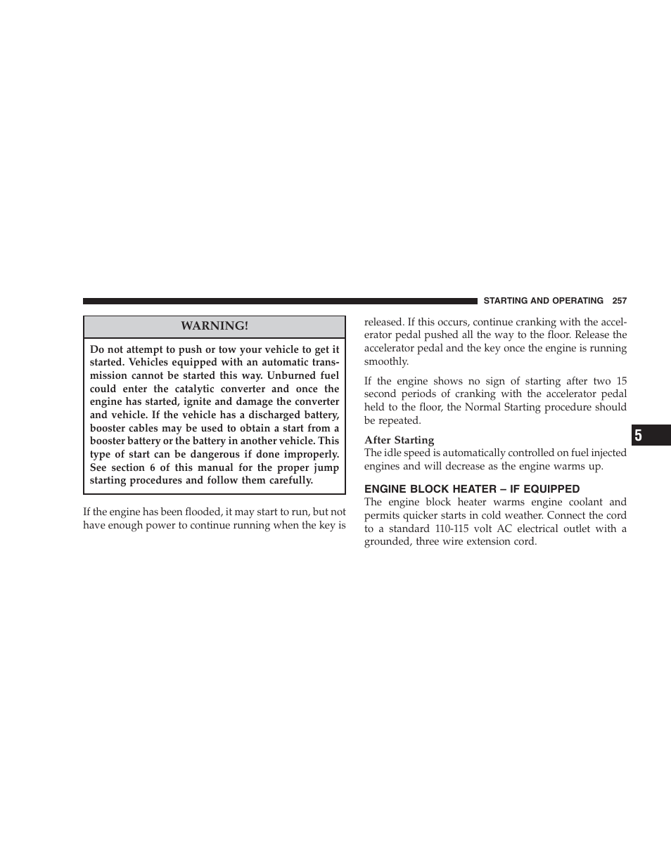 Engine block heater – if equipped | Chrysler 2007 Aspen User Manual | Page 257 / 472