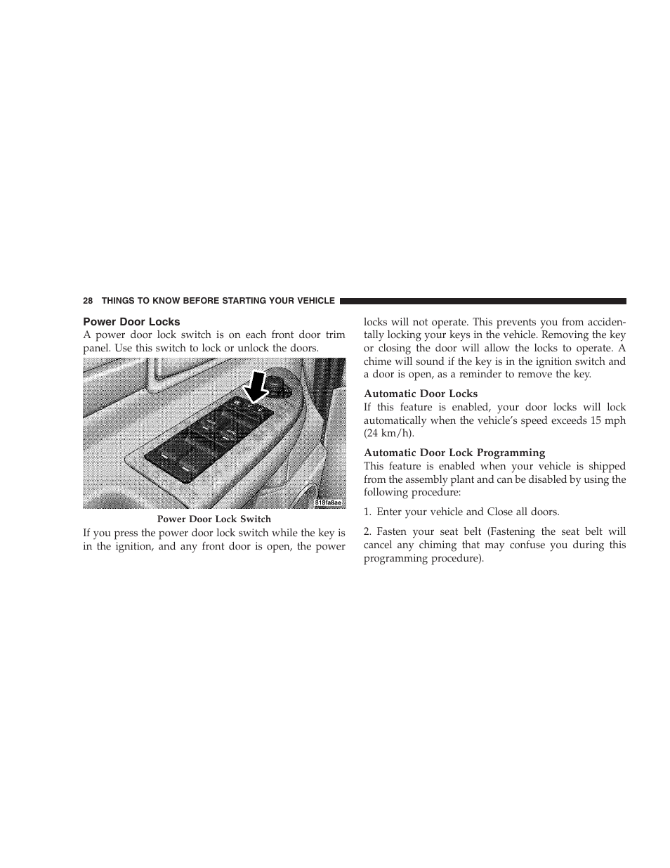 Power door locks | Chrysler 2007 Aspen User Manual | Page 28 / 472