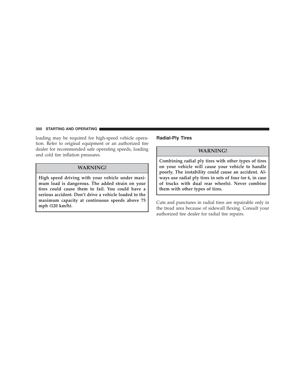 Radial-ply tires | Chrysler 2007 Aspen User Manual | Page 300 / 472