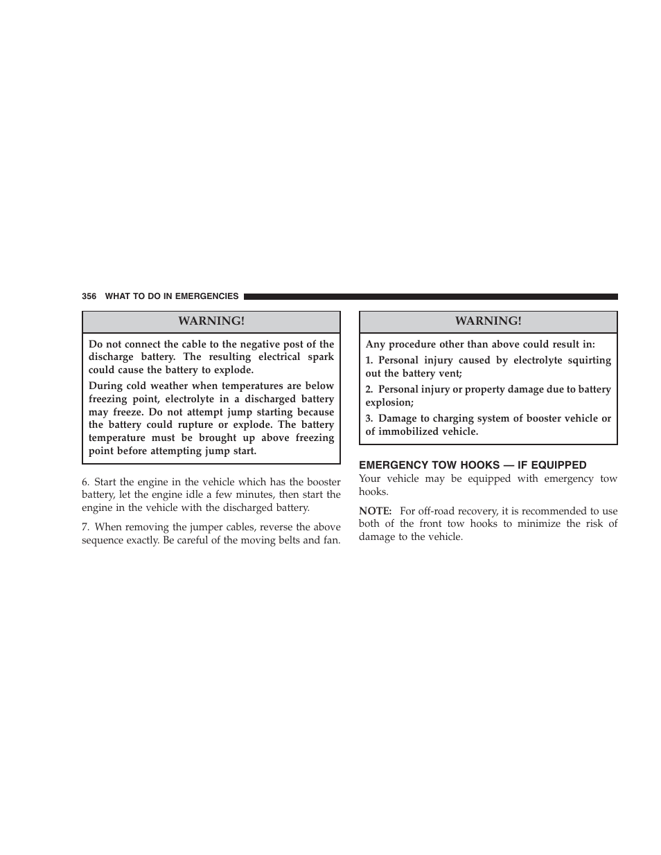 Emergency tow hooks — if equipped | Chrysler 2007 Aspen User Manual | Page 356 / 472