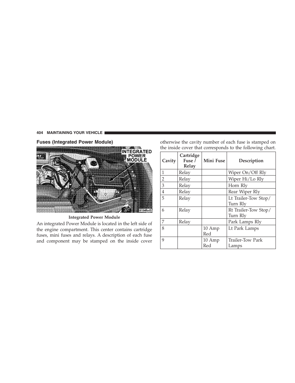 Fuses (integrated power module) | Chrysler 2007 Aspen User Manual | Page 404 / 472