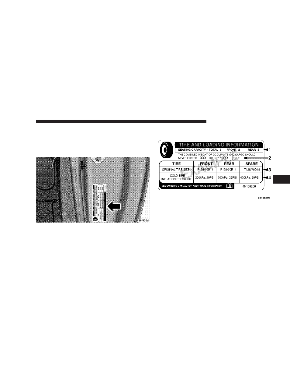 Tire loading and tire pressure | Chrysler 2007 Crossfire User Manual | Page 171 / 299