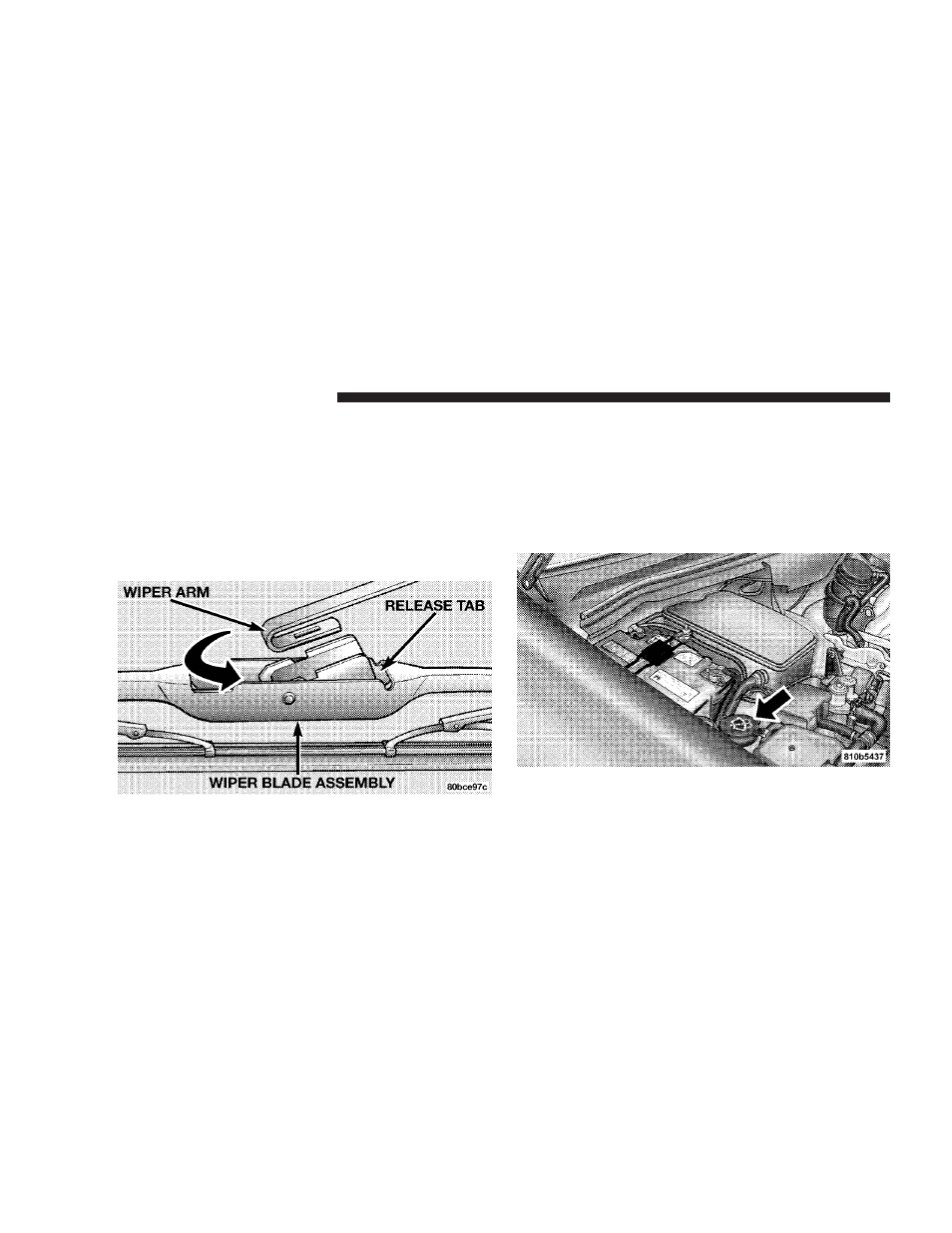 Windshield wiper blade replacement, Windshield washer reservoir | Chrysler 2007 Crossfire User Manual | Page 236 / 299