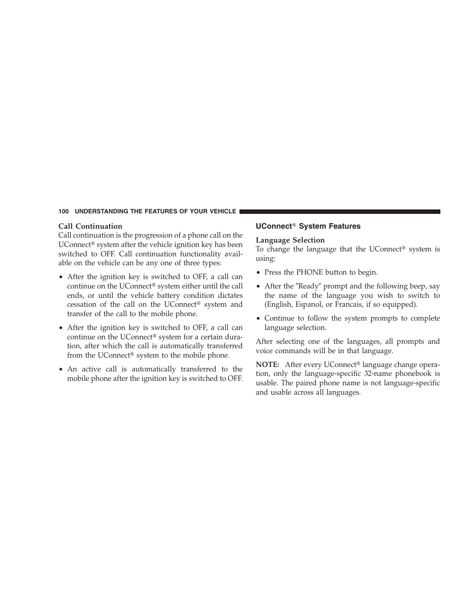 Uconnect system features | Chrysler 2008 300 SRT User Manual | Page 102 / 482