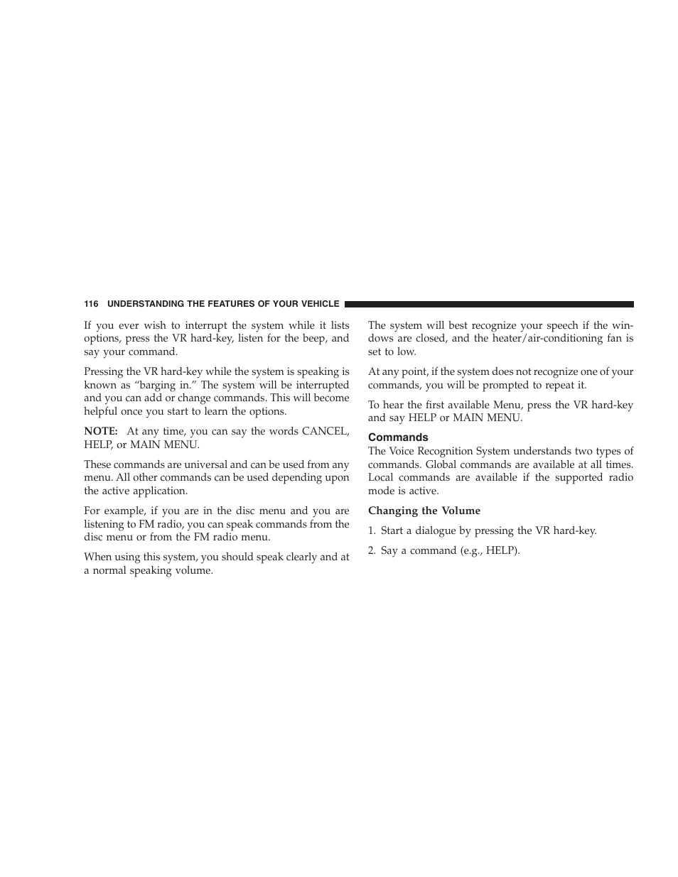 Commands | Chrysler 2008 300 SRT User Manual | Page 118 / 482