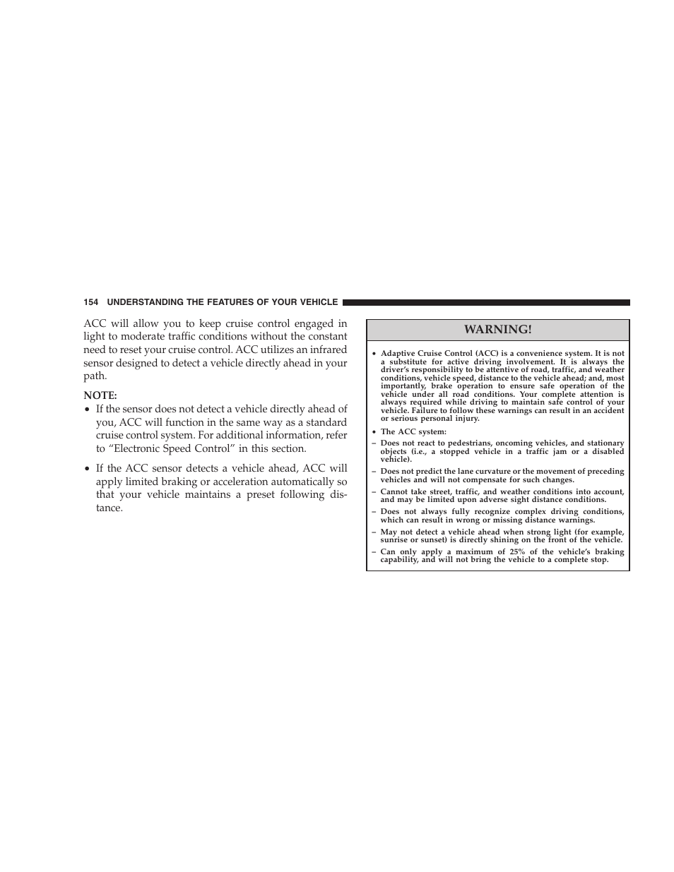 To activate, To set a desired speed, Warning | Chrysler 2008 300 SRT User Manual | Page 156 / 482