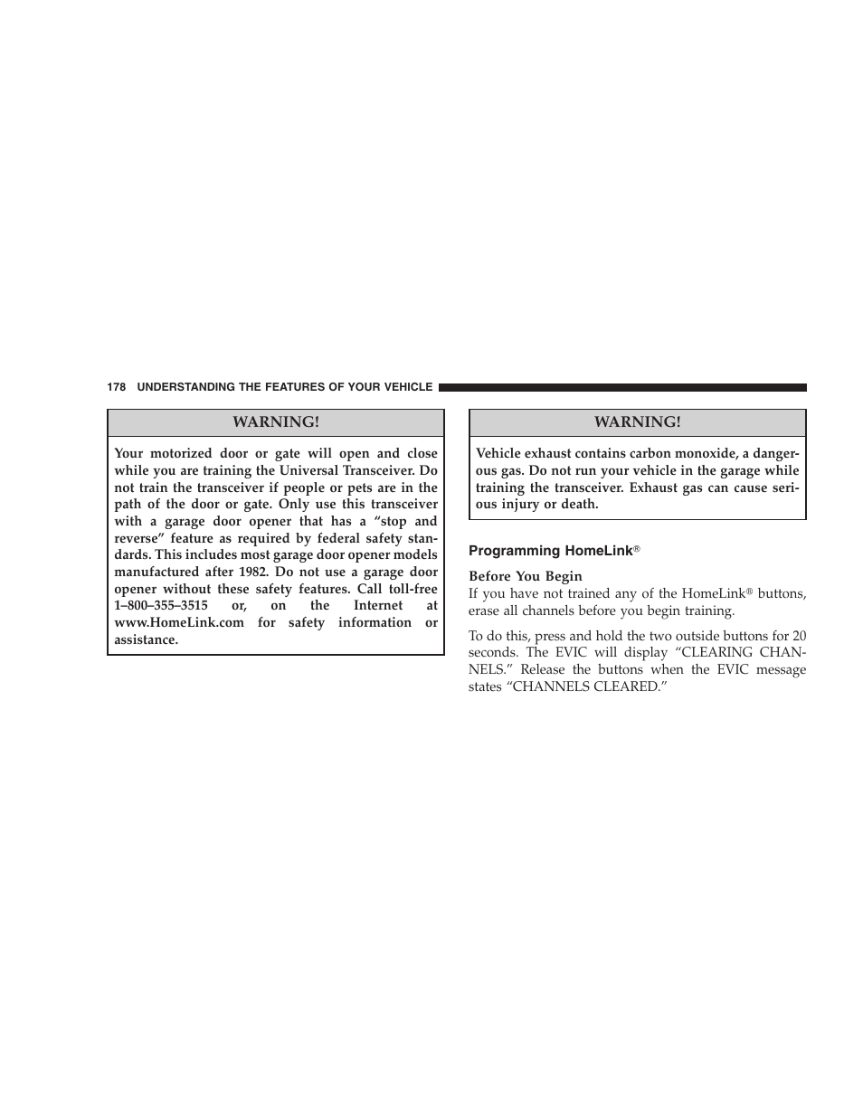 Programming homelink, Gate operator/canadian programming | Chrysler 2008 300 SRT User Manual | Page 180 / 482