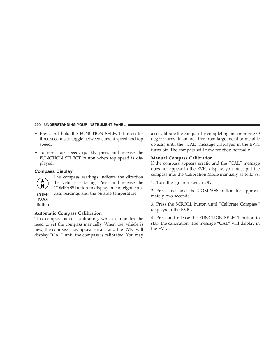 Compass display, Telephone — if equipped | Chrysler 2008 300 SRT User Manual | Page 222 / 482