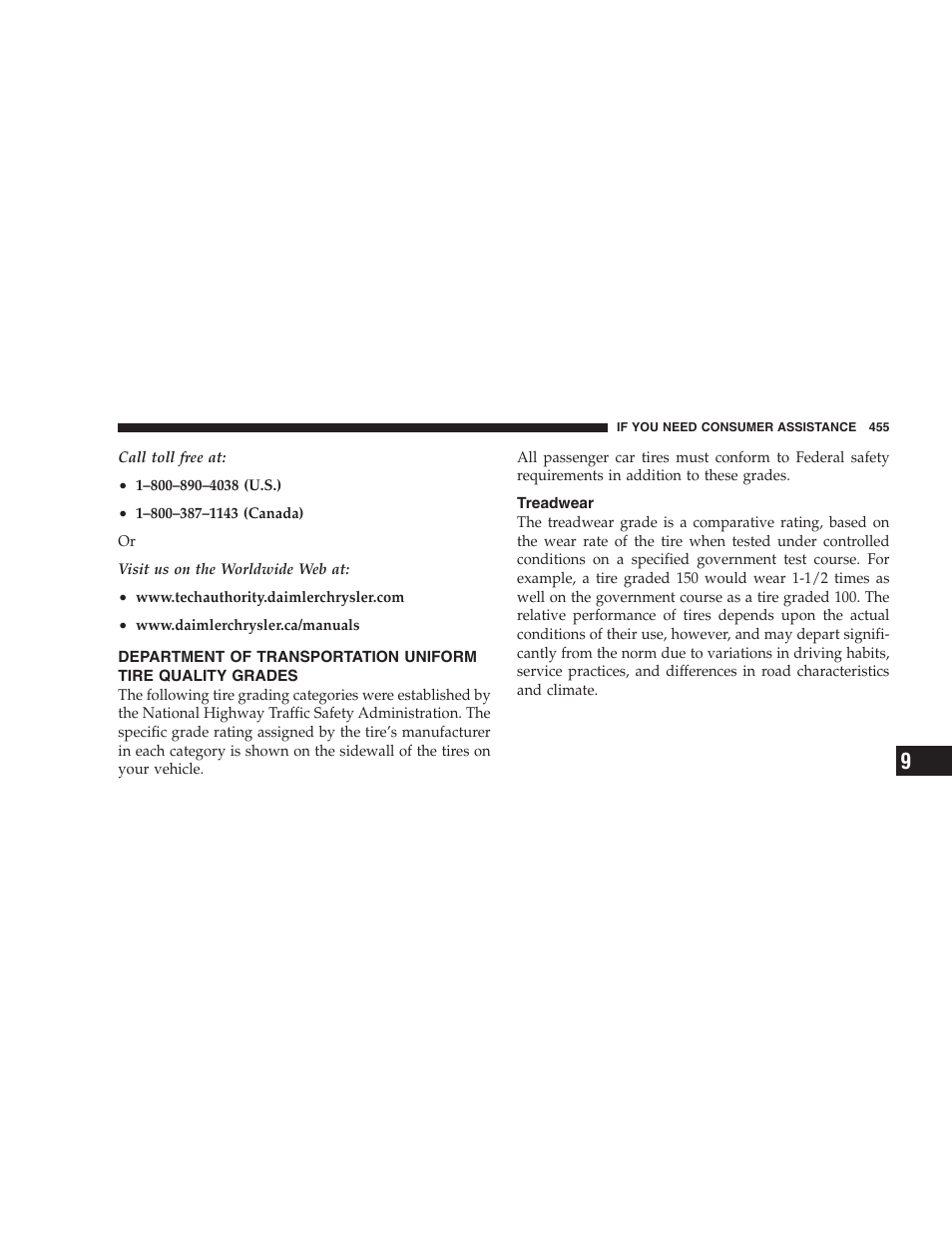 Treadwear, Traction grades, Temperature grades | Chrysler 2008 300 SRT User Manual | Page 457 / 482