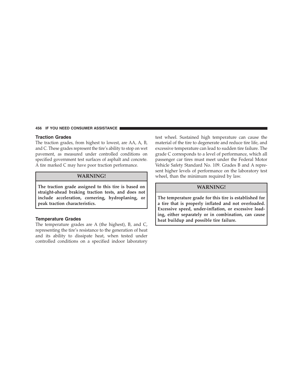 Traction grades, Temperature grades | Chrysler 2008 300 SRT User Manual | Page 458 / 482