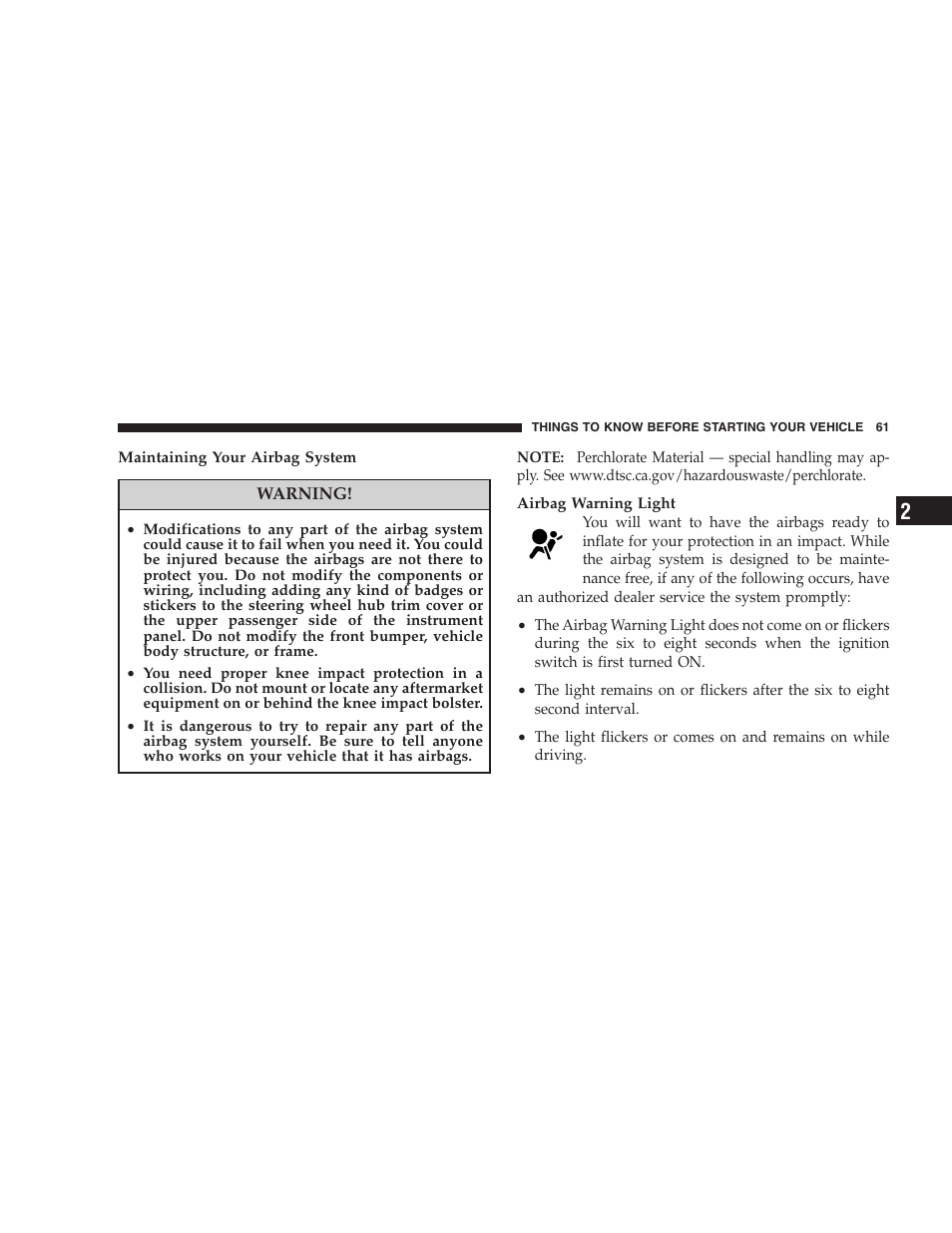 Event data recorder (edr) | Chrysler 2008 300 SRT User Manual | Page 63 / 482