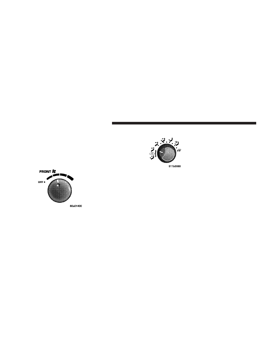 Front blower control, Front mode control | Chrysler 2008 Aspen User Manual | Page 251 / 479