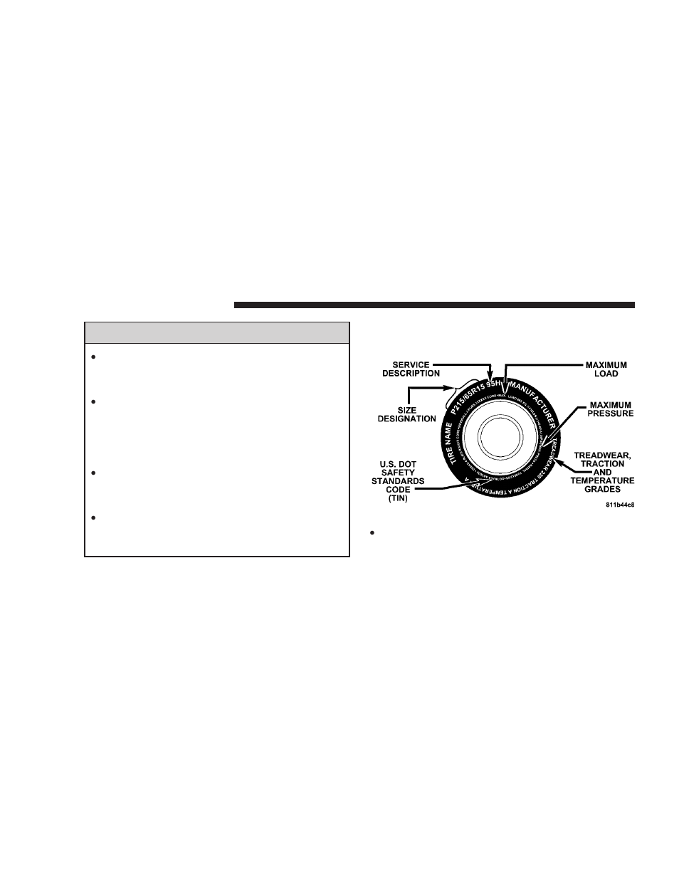 Tire safety information, Tire markings | Chrysler 2008 Pacifica User Manual | Page 294 / 457