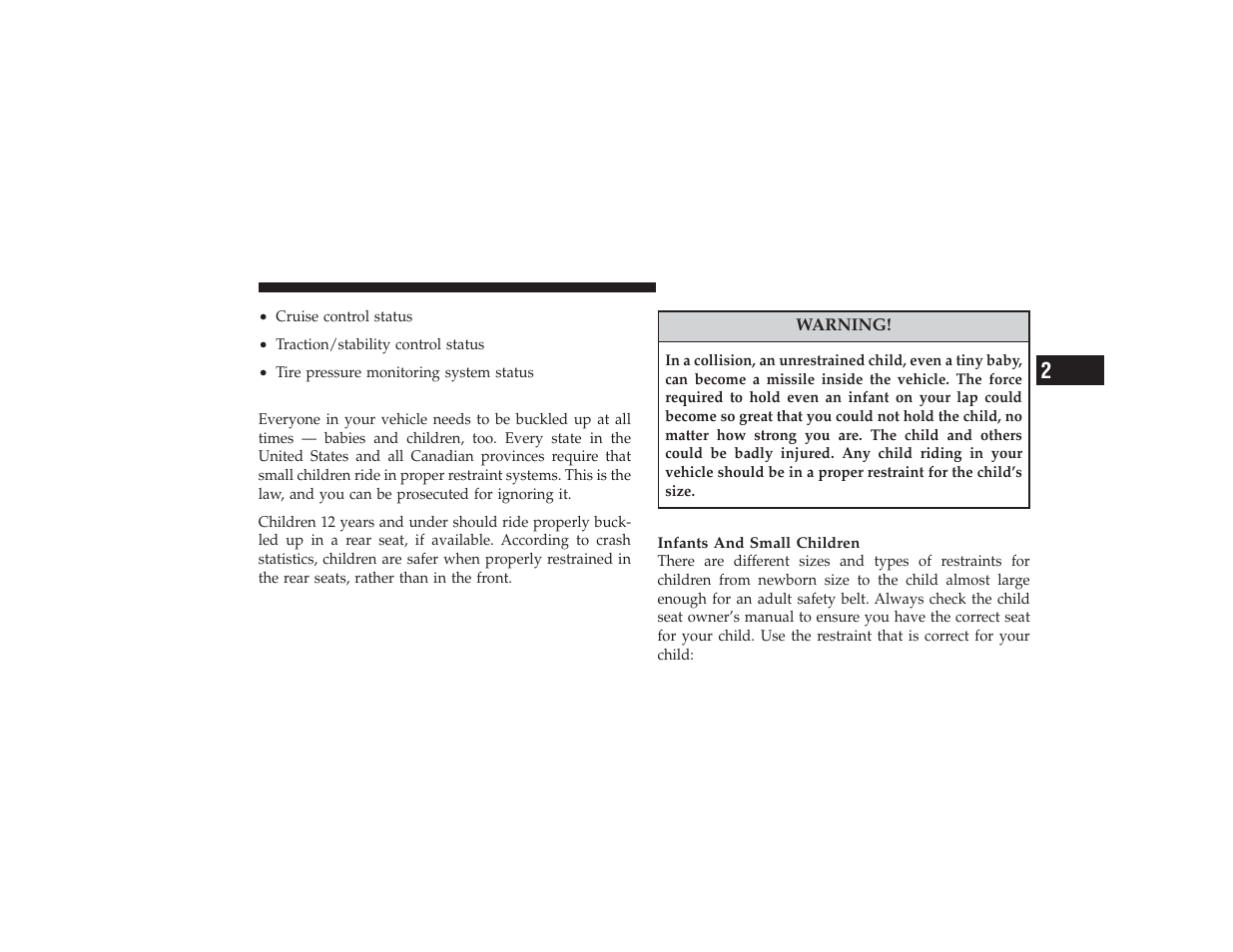 Child restraint | Chrysler 2008 PT Cruiser User Manual | Page 109 / 491