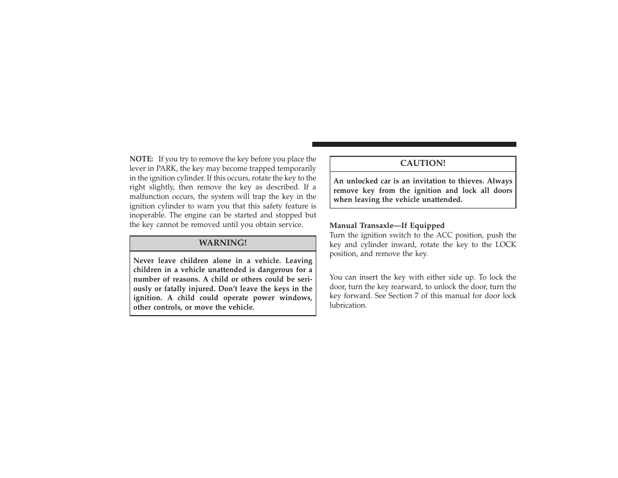 Locking doors with a key | Chrysler 2008 PT Cruiser User Manual | Page 16 / 491