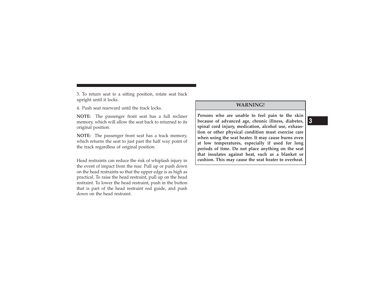 Adjustable head restraints, Heated seats - if equipped, Heated seats — if equipped | Chrysler 2008 PT Cruiser User Manual | Page 171 / 491