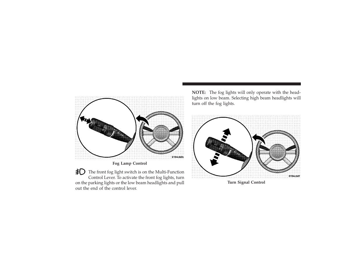 Fog lights - if equipped, Turn signals, Fog lights — if equipped | Chrysler 2008 PT Cruiser User Manual | Page 190 / 491