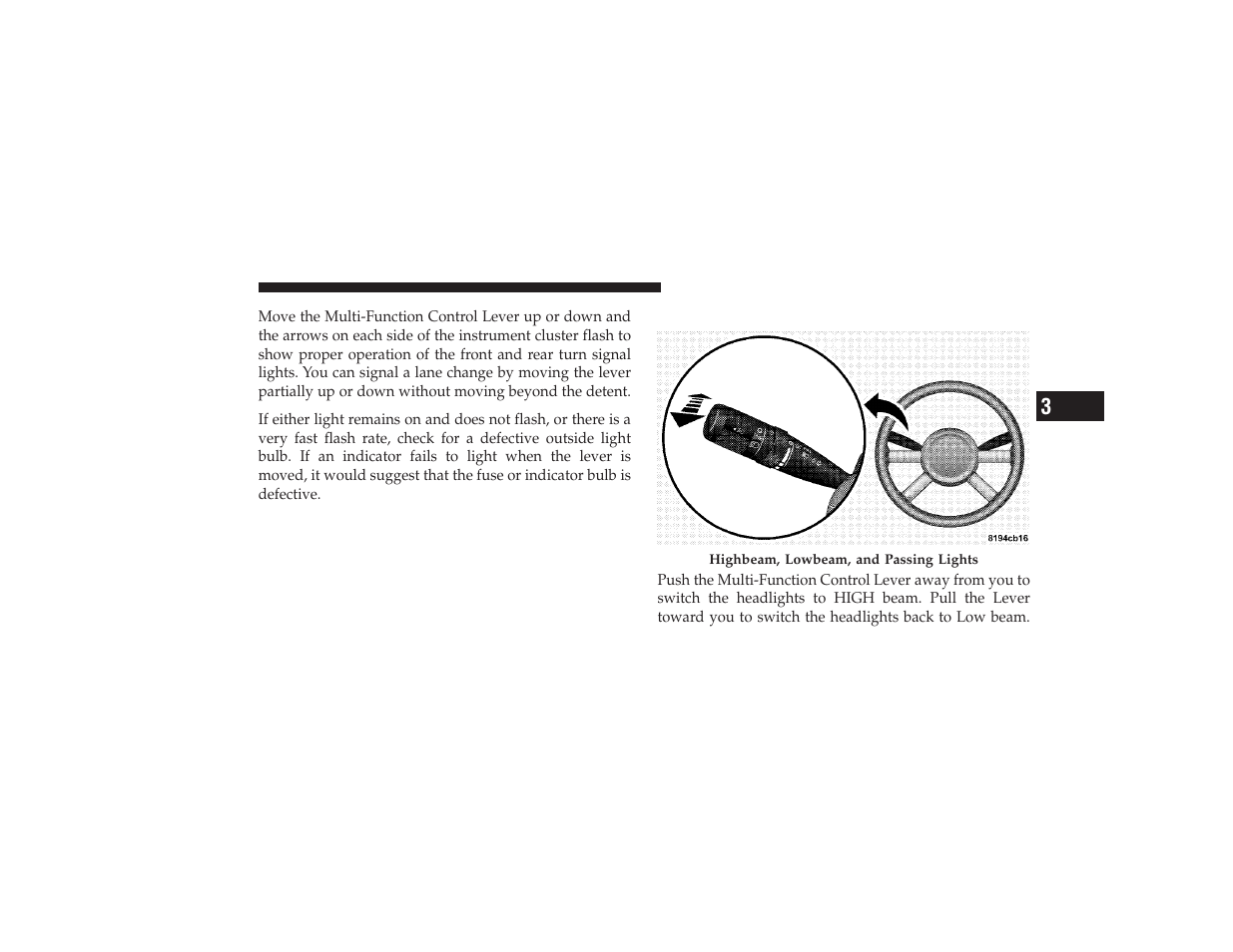 Highbeam/lowbeam select switch | Chrysler 2008 PT Cruiser User Manual | Page 191 / 491