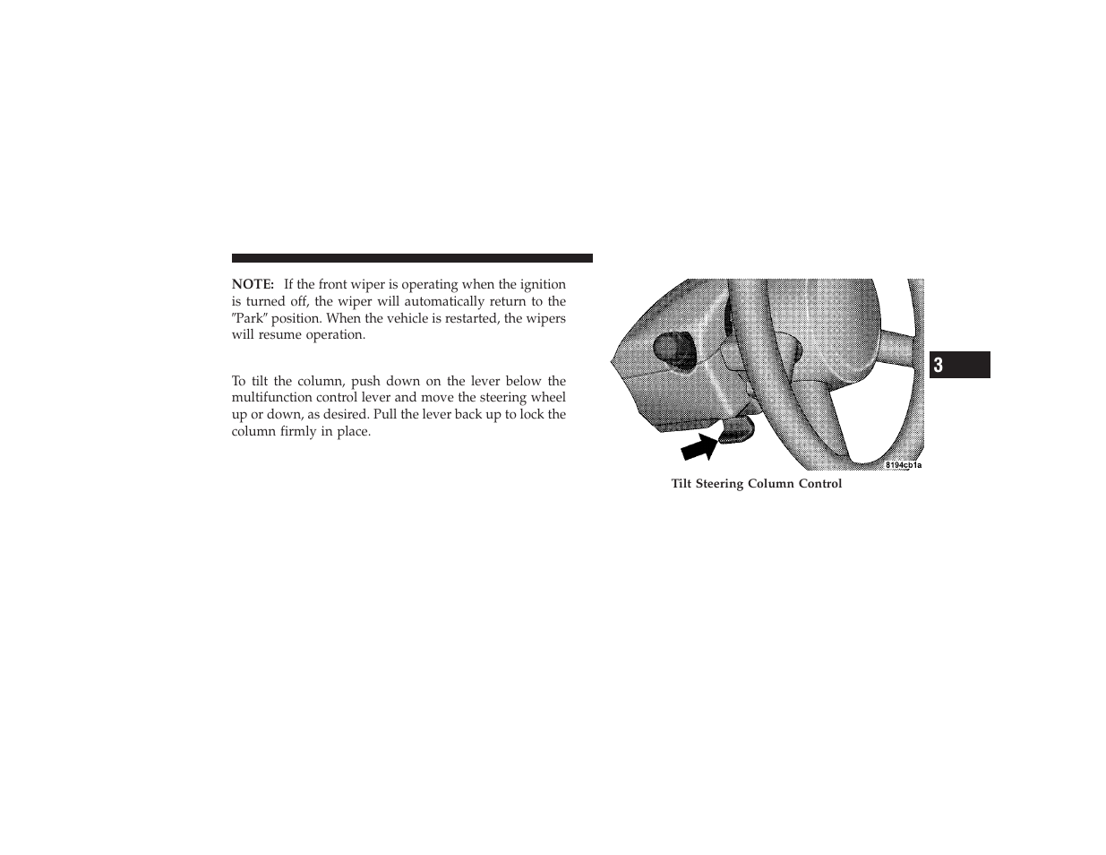 Tilt steering column | Chrysler 2008 PT Cruiser User Manual | Page 195 / 491