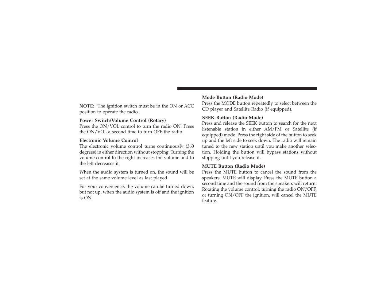 Operating instructions - radio mode | Chrysler 2008 PT Cruiser User Manual | Page 254 / 491