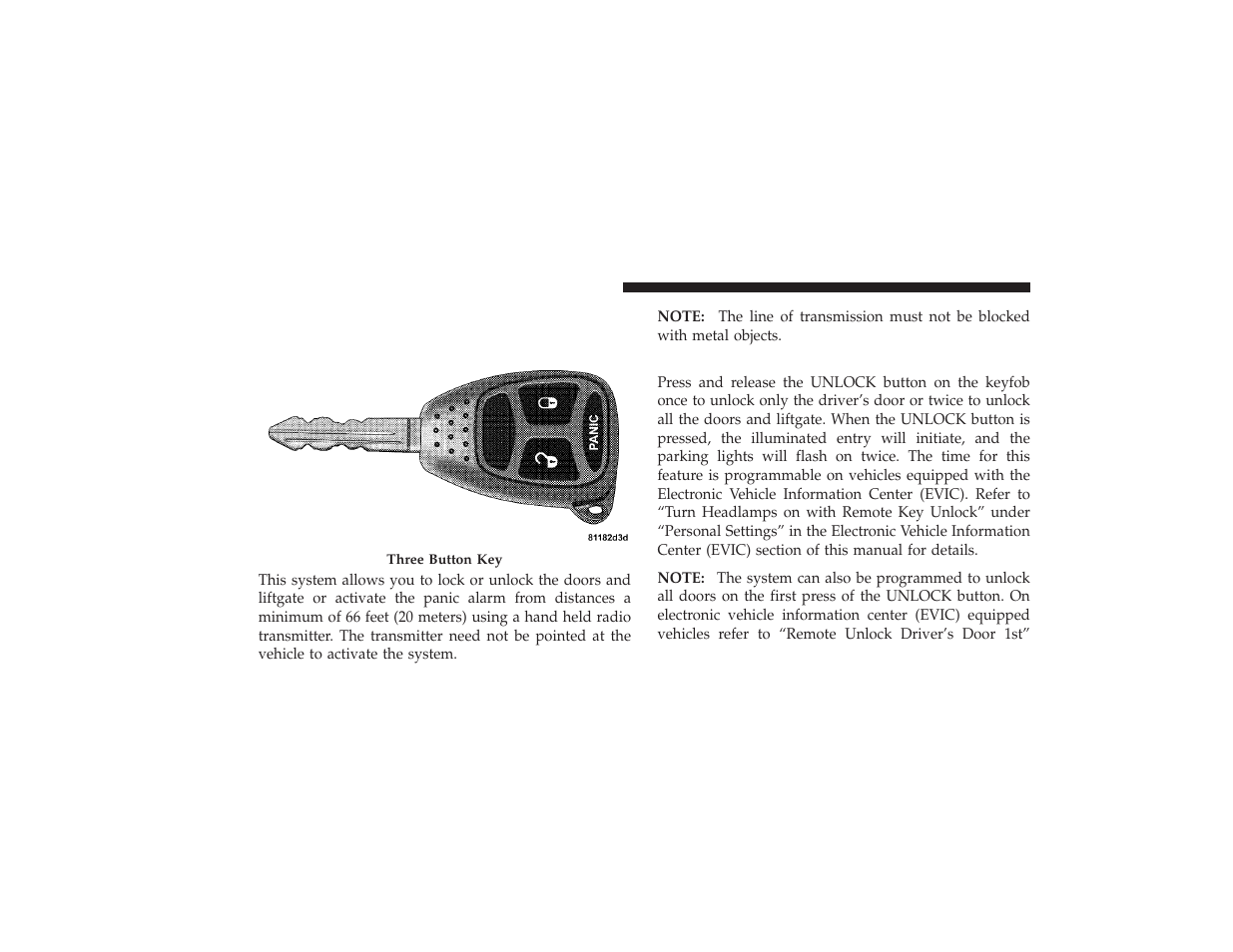 Remote keyless entry (sedan), To unlock the doors and liftgate | Chrysler 2008 PT Cruiser User Manual | Page 26 / 491