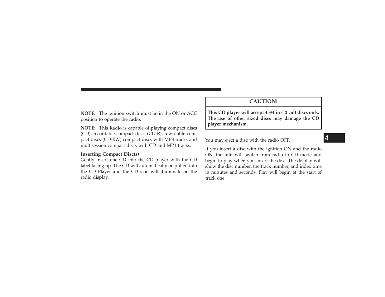 Operating instructions - (cd mode for cd, Audio play) | Chrysler 2008 PT Cruiser User Manual | Page 267 / 491