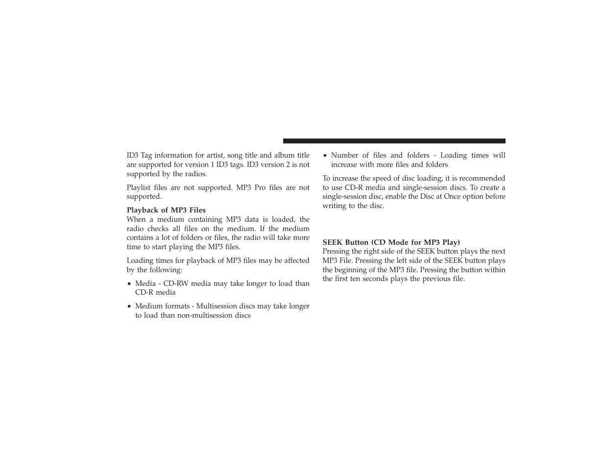Operating instructions - (cd mode for mp3, Audio play) | Chrysler 2008 PT Cruiser User Manual | Page 272 / 491