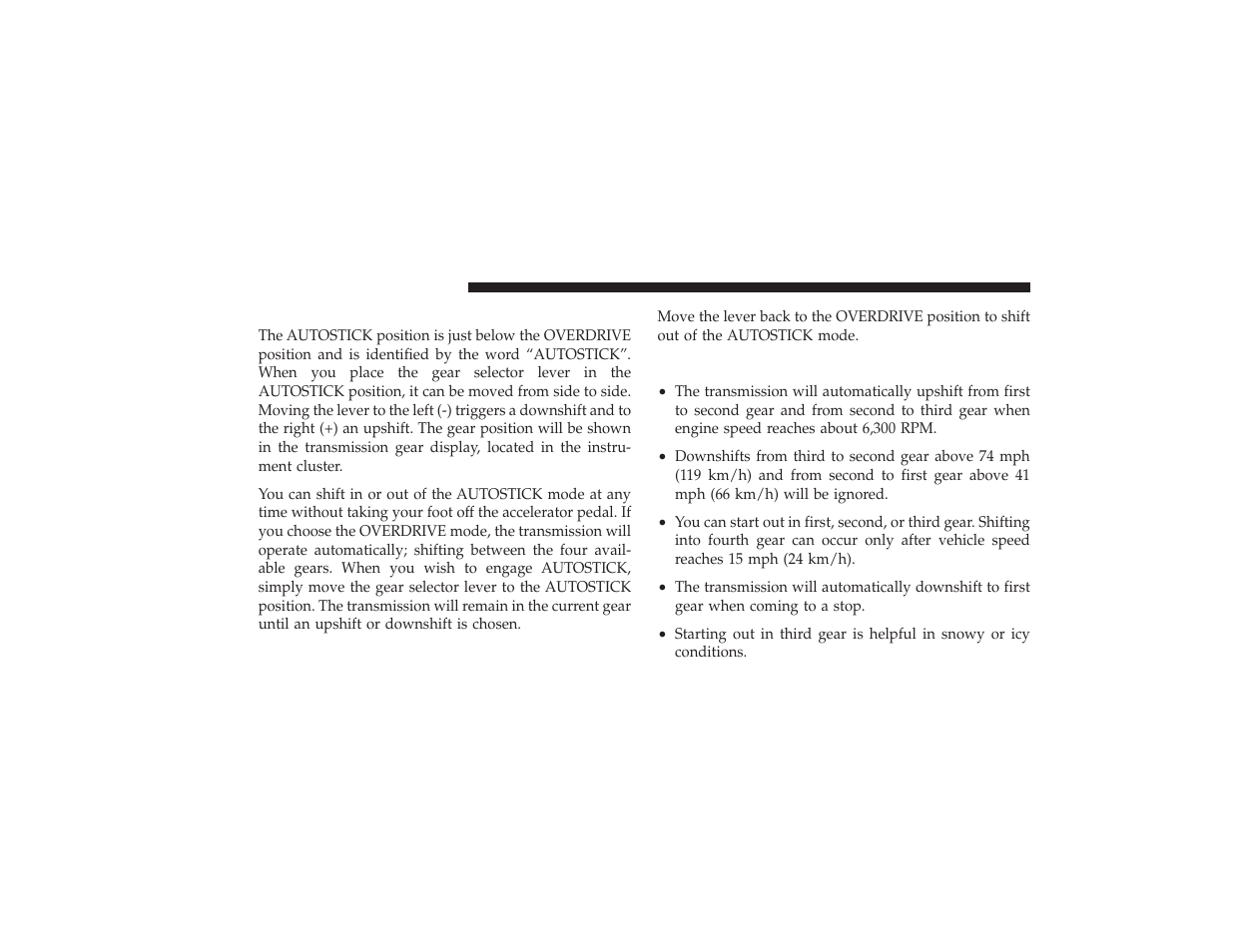 Autostick operation, Autostick general information | Chrysler 2008 PT Cruiser User Manual | Page 302 / 491