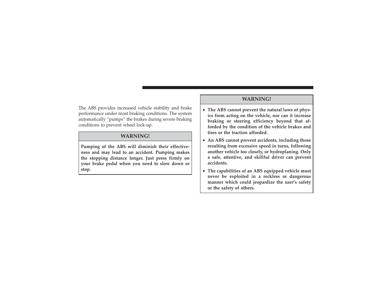 Anti-lock brake system (abs) - if equipped, Anti-lock brake system (abs), If equipped | Chrysler 2008 PT Cruiser User Manual | Page 310 / 491