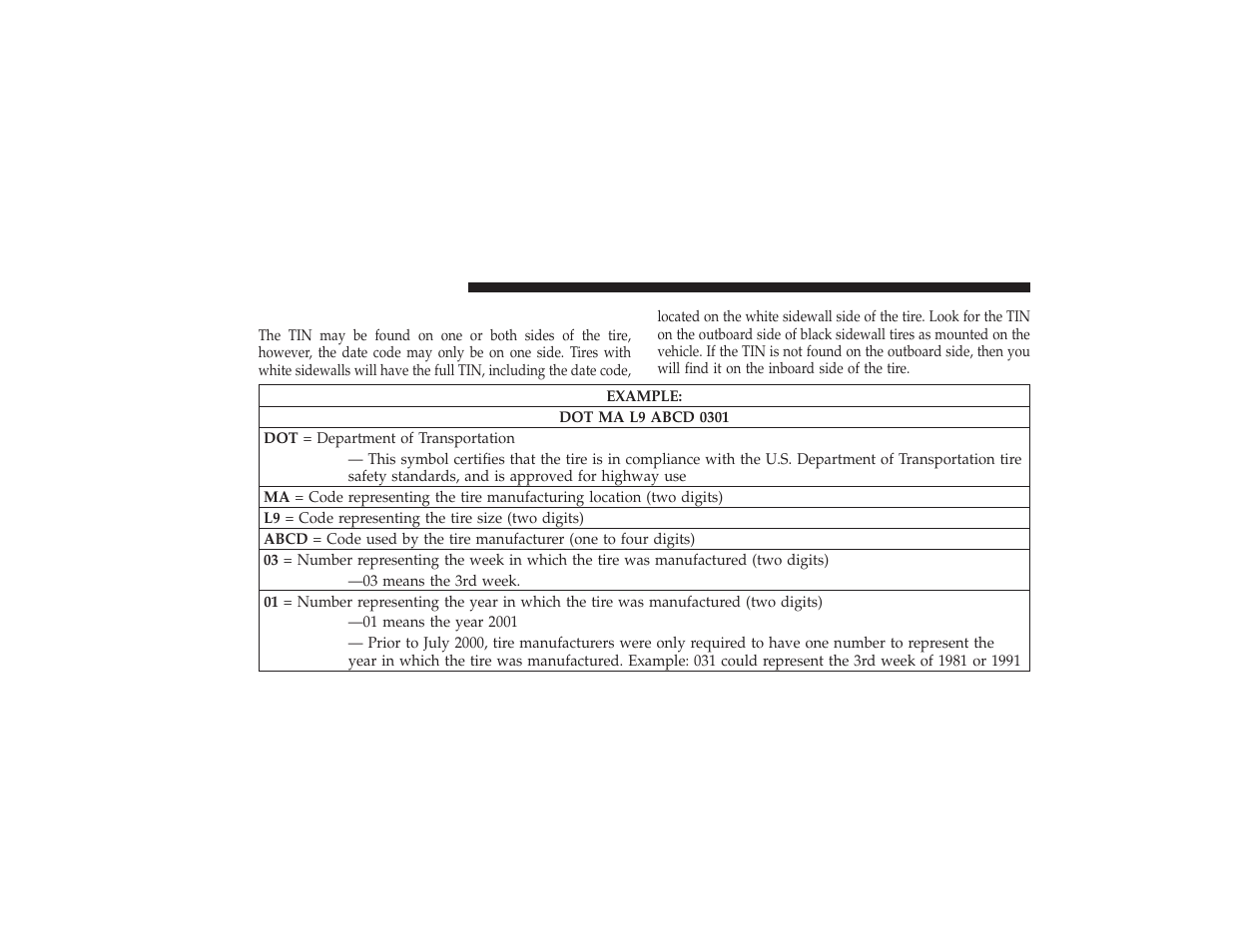 Tire identification number (tin) | Chrysler 2008 PT Cruiser User Manual | Page 318 / 491