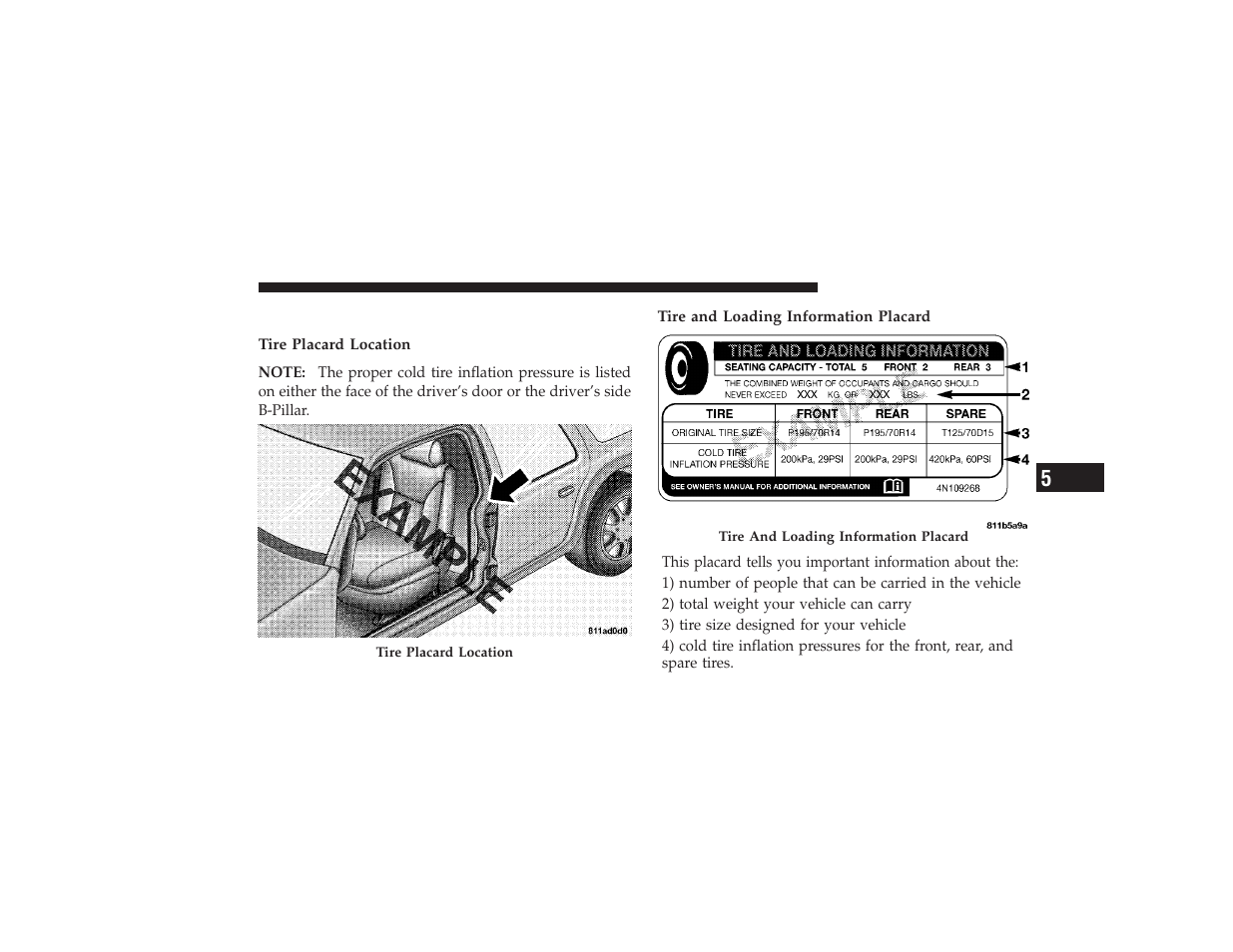 Tire loading and tire pressure | Chrysler 2008 PT Cruiser User Manual | Page 319 / 491