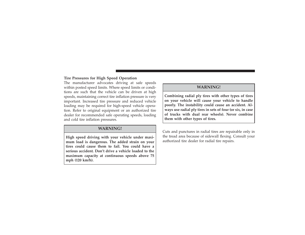 Radial ply tires | Chrysler 2008 PT Cruiser User Manual | Page 326 / 491