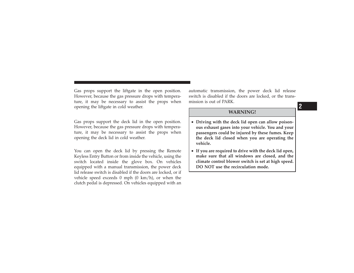 Deck lid (convertible), Power deck lid release (convertible) | Chrysler 2008 PT Cruiser User Manual | Page 41 / 491