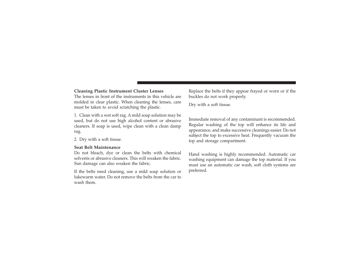 Convertible top care, Washing | Chrysler 2008 PT Cruiser User Manual | Page 418 / 491