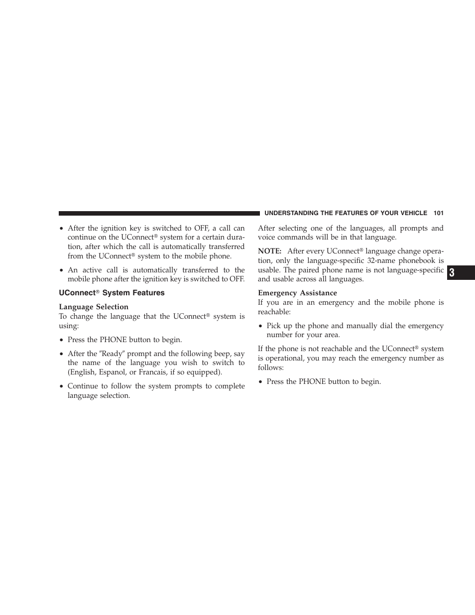 Uconnect system features, Uconnect௡ system features | Chrysler 2008 Sebring Sedan User Manual | Page 103 / 494