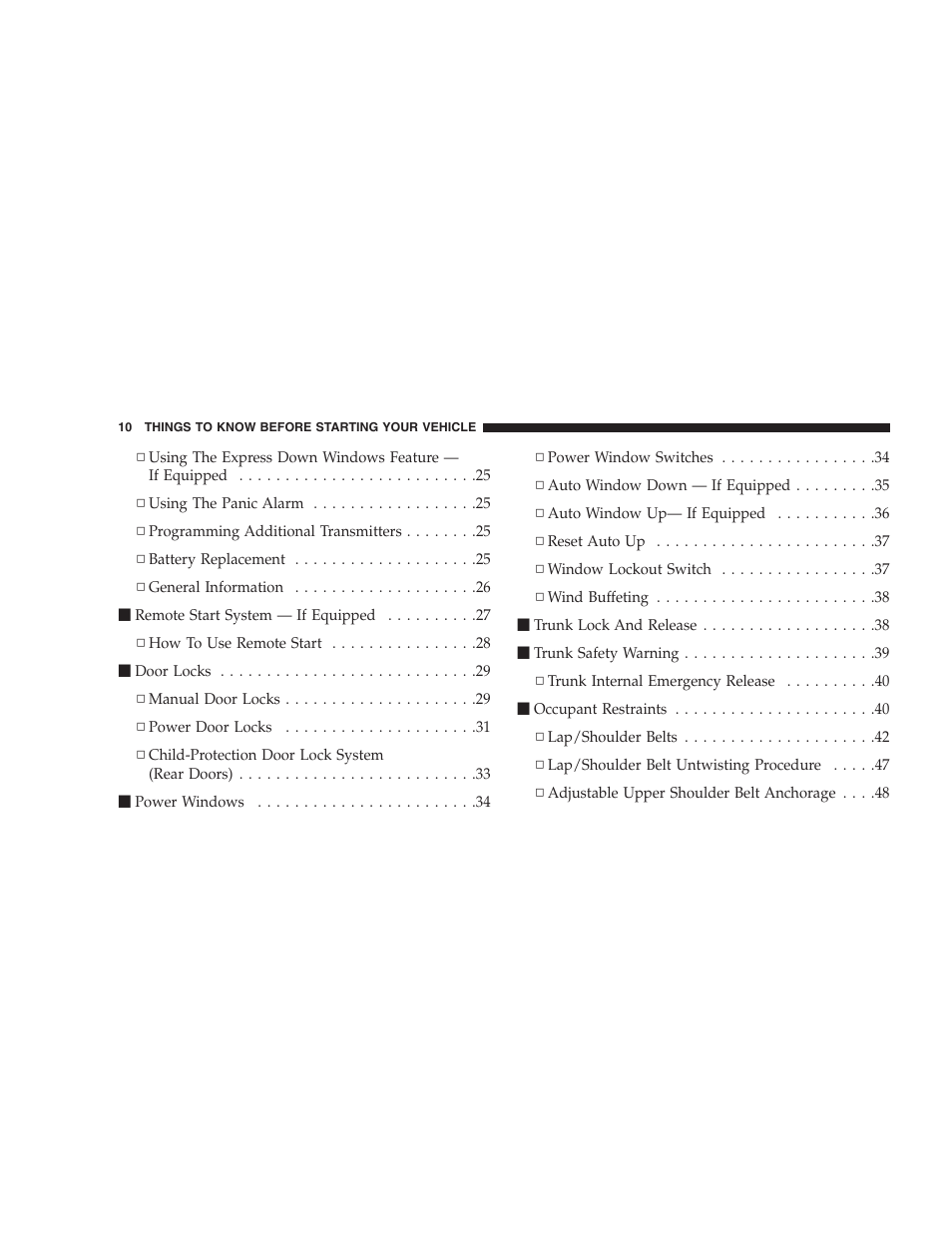 Chrysler 2008 Sebring Sedan User Manual | Page 12 / 494