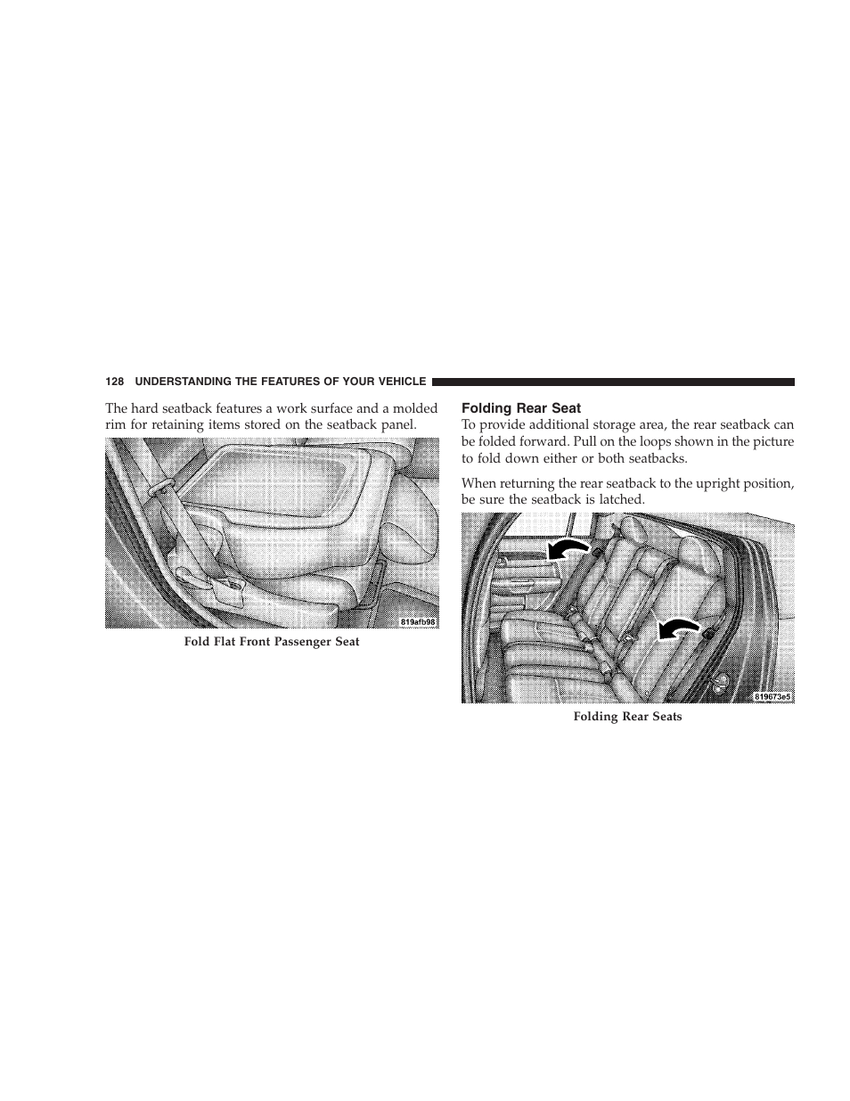 Folding rear seat | Chrysler 2008 Sebring Sedan User Manual | Page 130 / 494