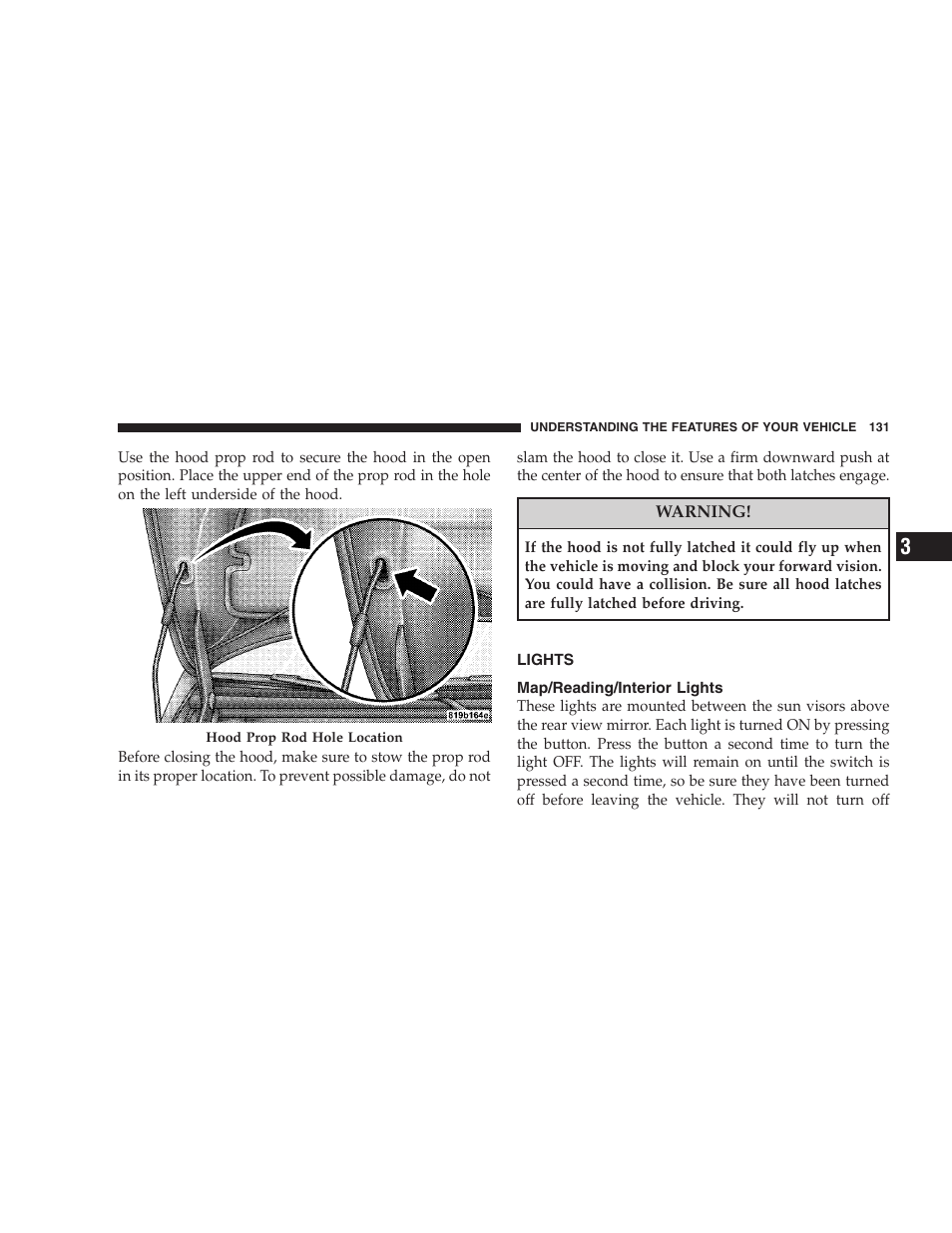 Lights, Map/reading/interior lights | Chrysler 2008 Sebring Sedan User Manual | Page 133 / 494